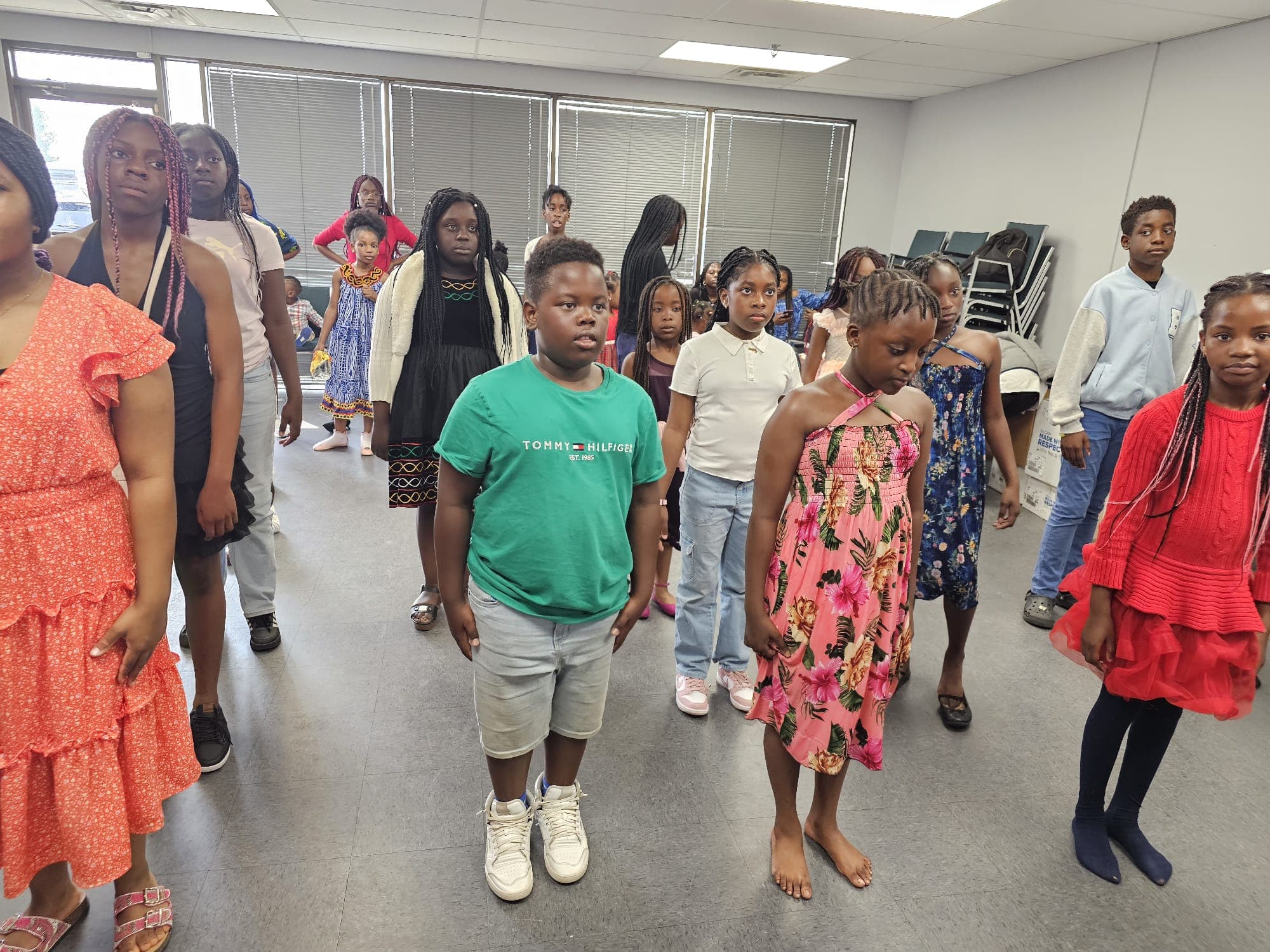 Children and youth lined up at a PCFC gathering